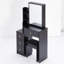Meuble-lavabo noir American Design avec tabouret rembourré et très grand miroir-1792181860