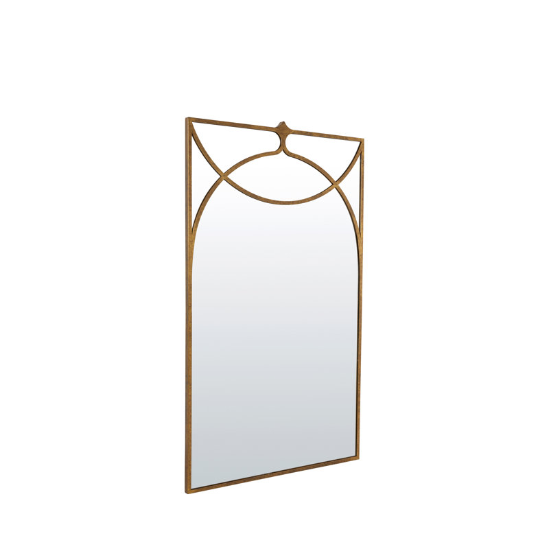 Swan Rectangle Metal Wall Mirror, Gilded Gold