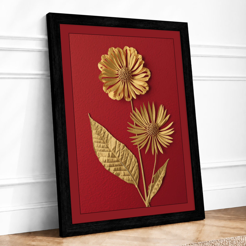 Gilded Flowers Botanical - Framed Print, Black, A3 - 42.0 x 29.7 cm
