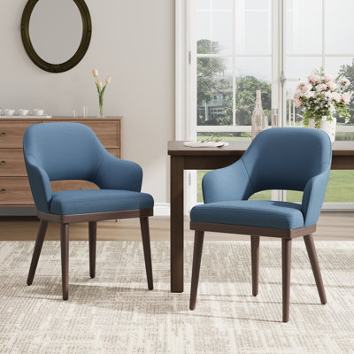 Modern Upholstered Dining Accent Chair with Wooden Legs