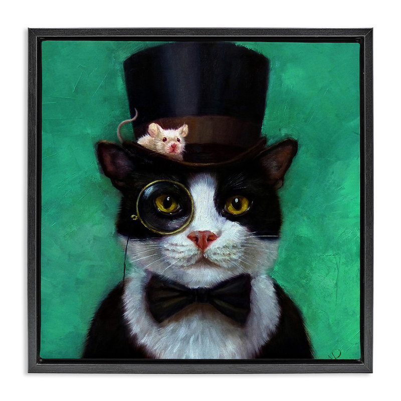 «Good Sir Top Hat Cat», art mural sur toile flottante par Lucia Heffernan pwp-199, H 18 po x l 18 po