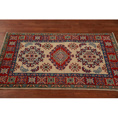 Geometric Kazak Handmade Accent Rug 3x4