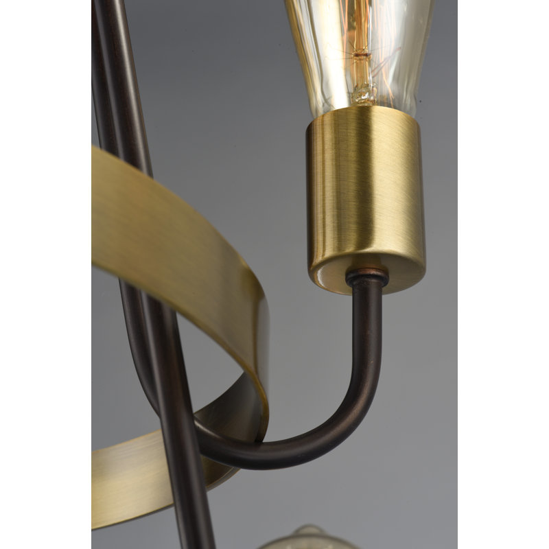 5 - Light Waggon Wheel Chandelier, Oil Rubbed Bronze/Antique Brass