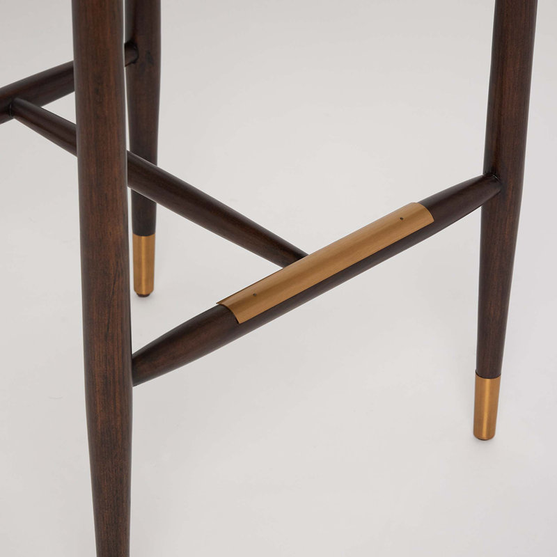 Cidra Stool, Bar Stool (30.5" Seat Height), Cream Latte Seat/Classic Walnut/Satin Brass Frame