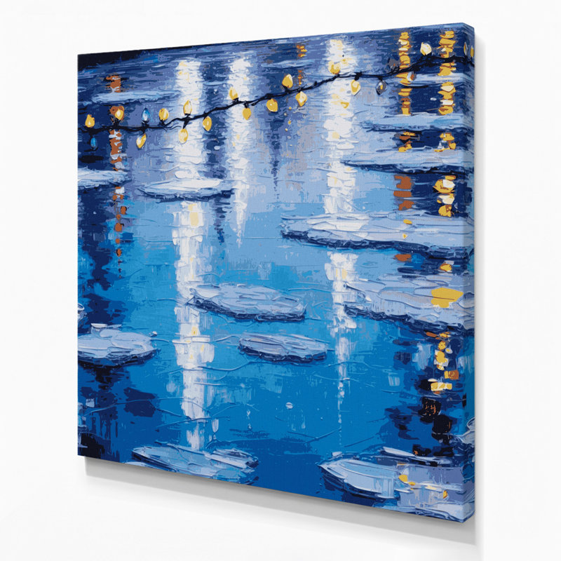 Art mural sur toile bleu, H 12 po x l 12 po
