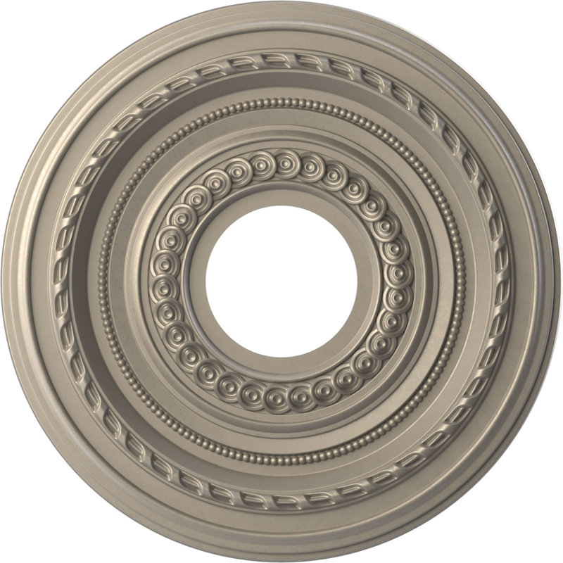 Médaillon Cole en PVC thermoformé pour plafond, Argent métallique métallique, H 10 po x l 10 po x P 0,75 po
