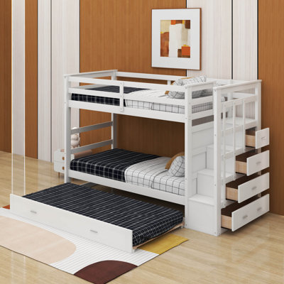 Twin Over Twin Bunk Bed With Trundle And Staircase