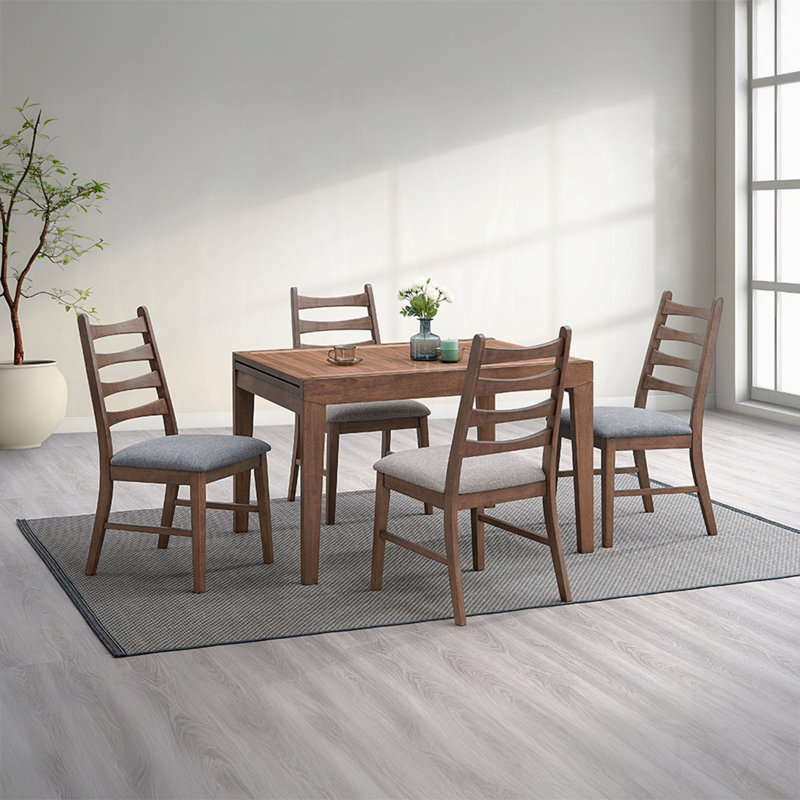 Ensemble de salle à manger moderne 5 pièces avec table de salle à manger extensible et chaises en noyer