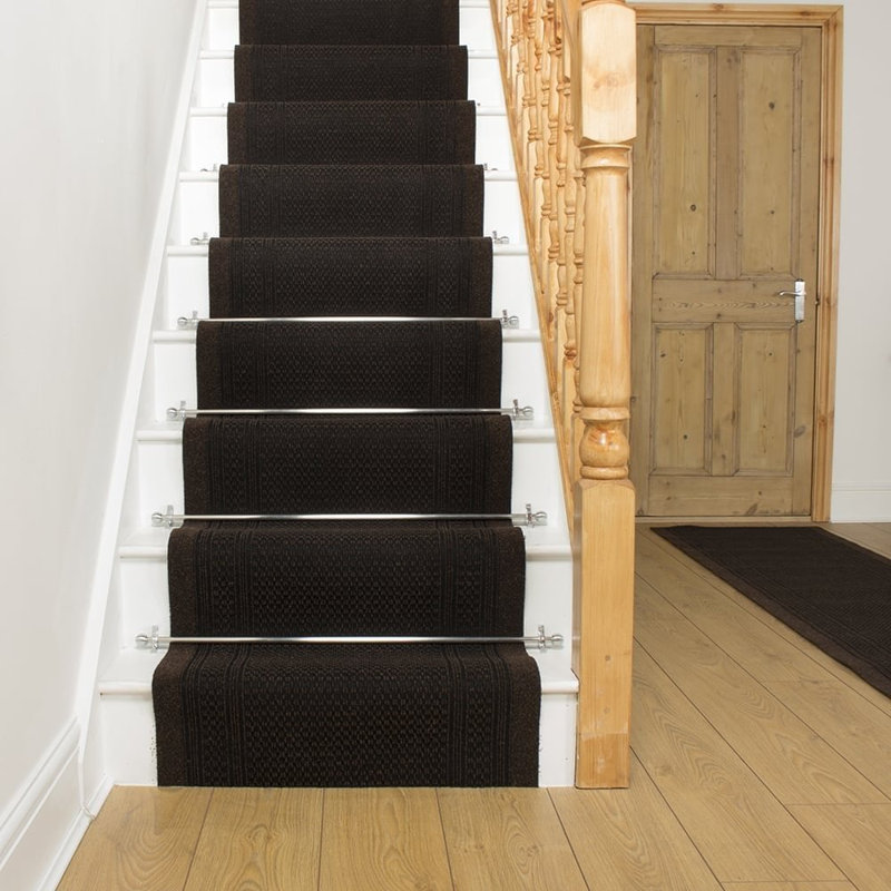 Stair Runner Abbie Solid Colour Indoor Area Rug, Runner Brown x 600cm
