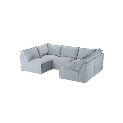 Beadie 5-Piece Corduroy Cord Corner Sofa 