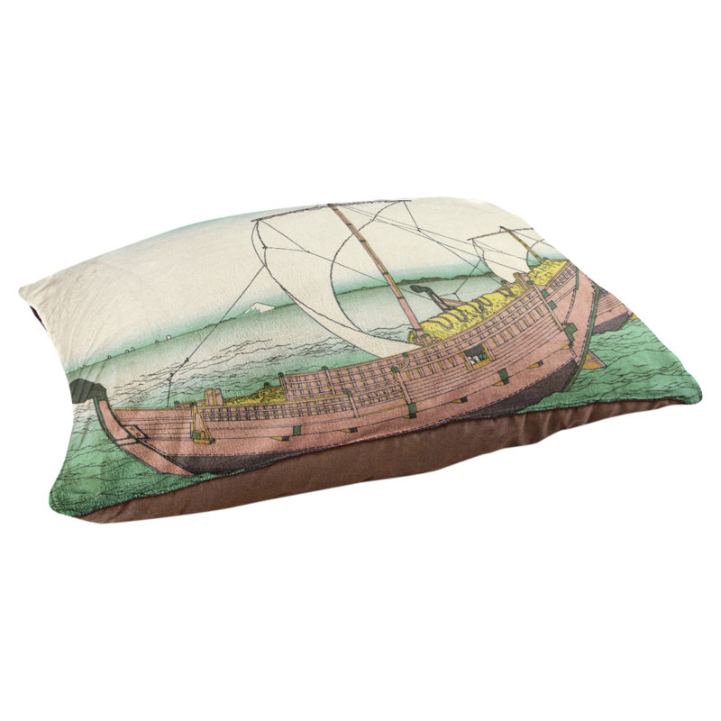 Coussin pour chien kazusa sea route Burkart, Moyen (l 42,5 po x P 32,5 po x H 4 po), Vert / Saumon / Gris