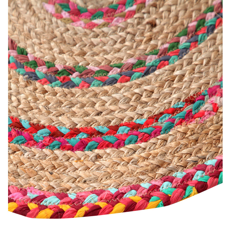 Littoral Striped Jute / Sisal Hand Woven Area Rug, Round 120cm