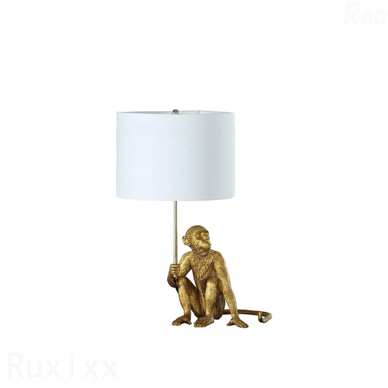 Lampe de table - conception de singe doré 25,50 po, matériau en polyrésine