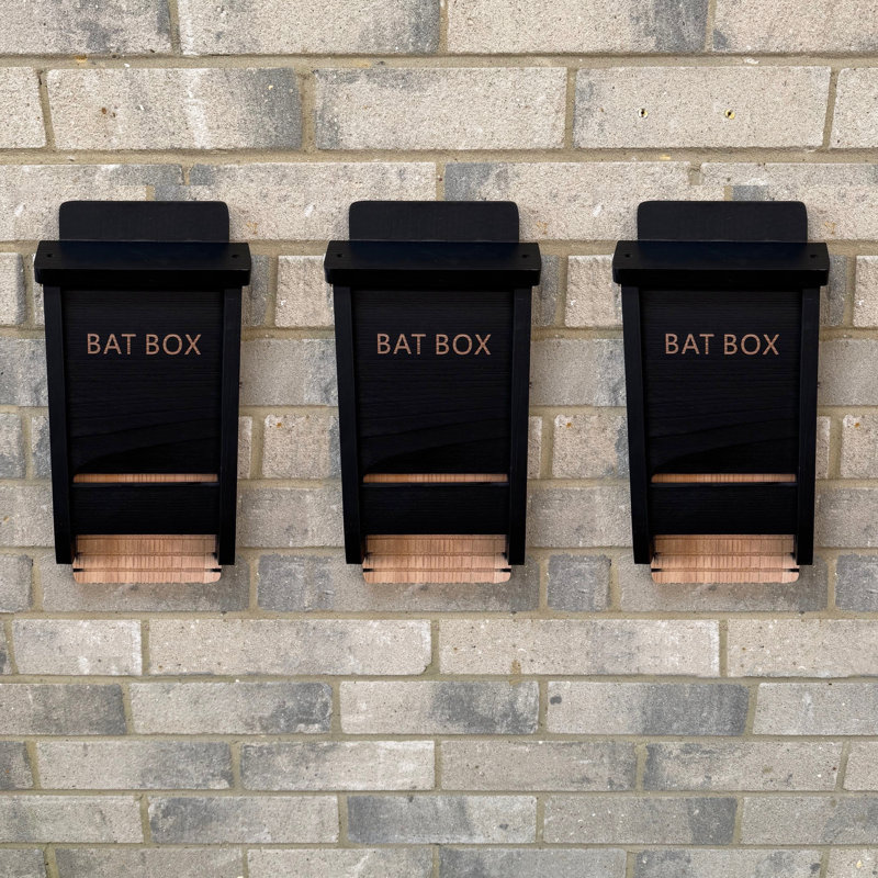 Black Wooden Bat Nesting Roosting Box House (set Of 3)