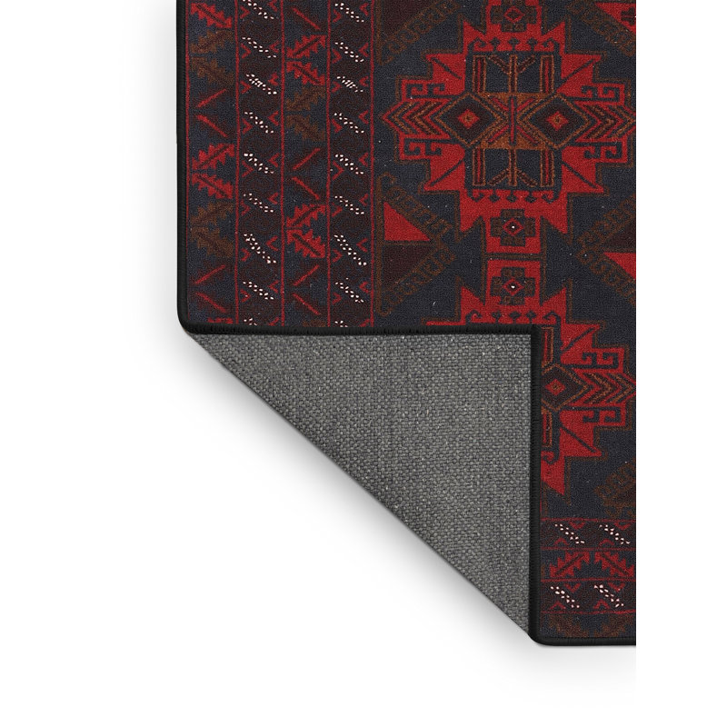 Tapis traditionnel rouge / noir, Rectangle 4 pi x 6 pi