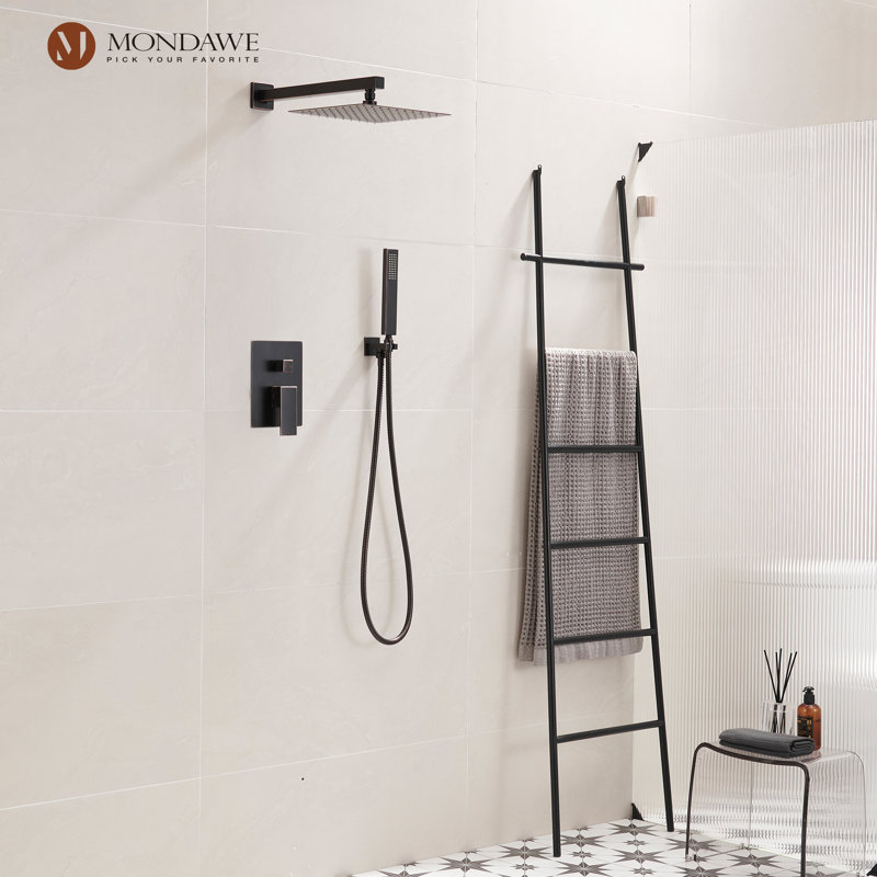 Calder 2 Functions Wall Mounted Square Complete Shower System with Rough-in Valve, Oil Rubbed Bronze