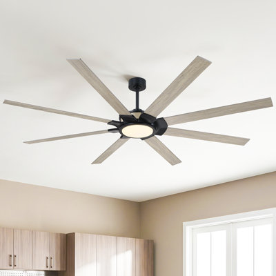 84-Inch 8-Blade Commercial Large Ceiling Fan with Dimmable LED Light and Remote Control, for Industrial and Residential Spaces