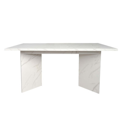 Extendable Faux Marble Dining Table for 6-10, Modern Rectangular Expandable Kitchen and Conference Table(Table Only)