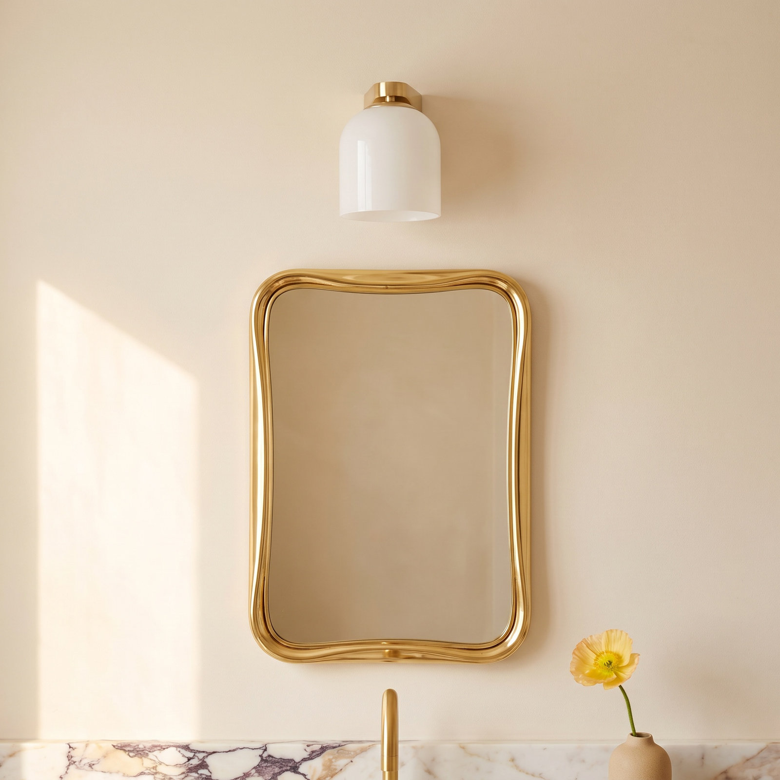 Single Dimmable Bath Sconce, Natural Aged Brass