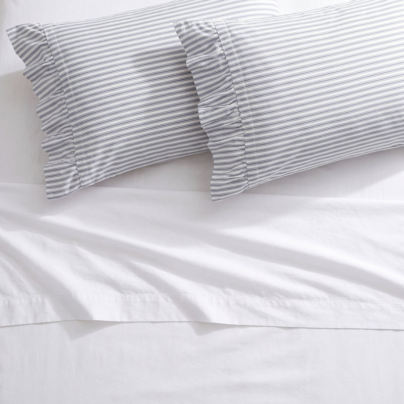 Dandelion Faust Ticking Striped 100% Cotton Pillowcase, Standard, Blue