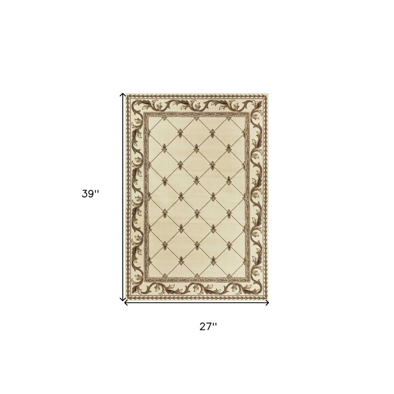 Tapis décoratif en polypropylène ivoire 2 pi x 3 pi