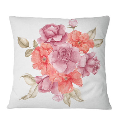 Autumn Bouquet Of Fall Flowers And Leaves I - Traditional Printed Throw Pillow