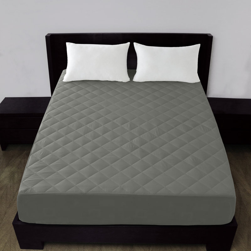 Protège-matelas matelassé et imperméable en polyester matelassé jusqu'à 16 pouces de profondeur, Très grand, Gris