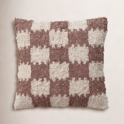 Woven Cotton Pillow With Check Pattern