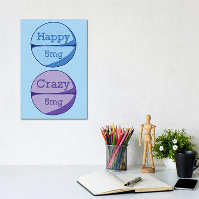 Happy Crazy Pill Blue - Wrapped Canvas Print