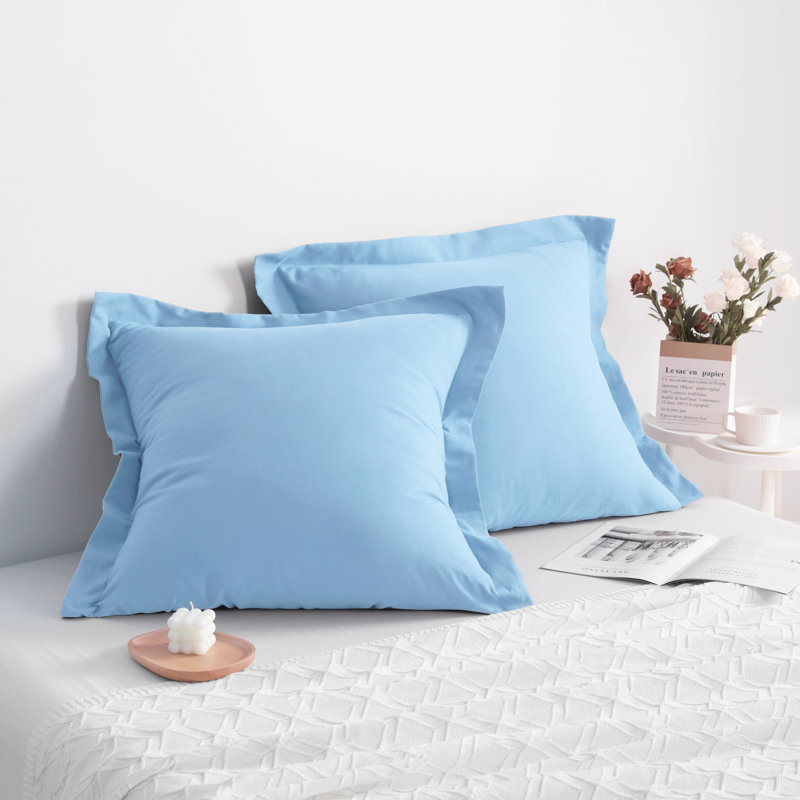 Bed Pillow Shams, 1800 Brushed Microfiber Oxford Pillowcases - NTBAY, Sky Blue