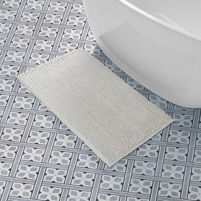 Laura Ashley Butter Chenille Bath Rug, Ivory, 20" W x 34" L