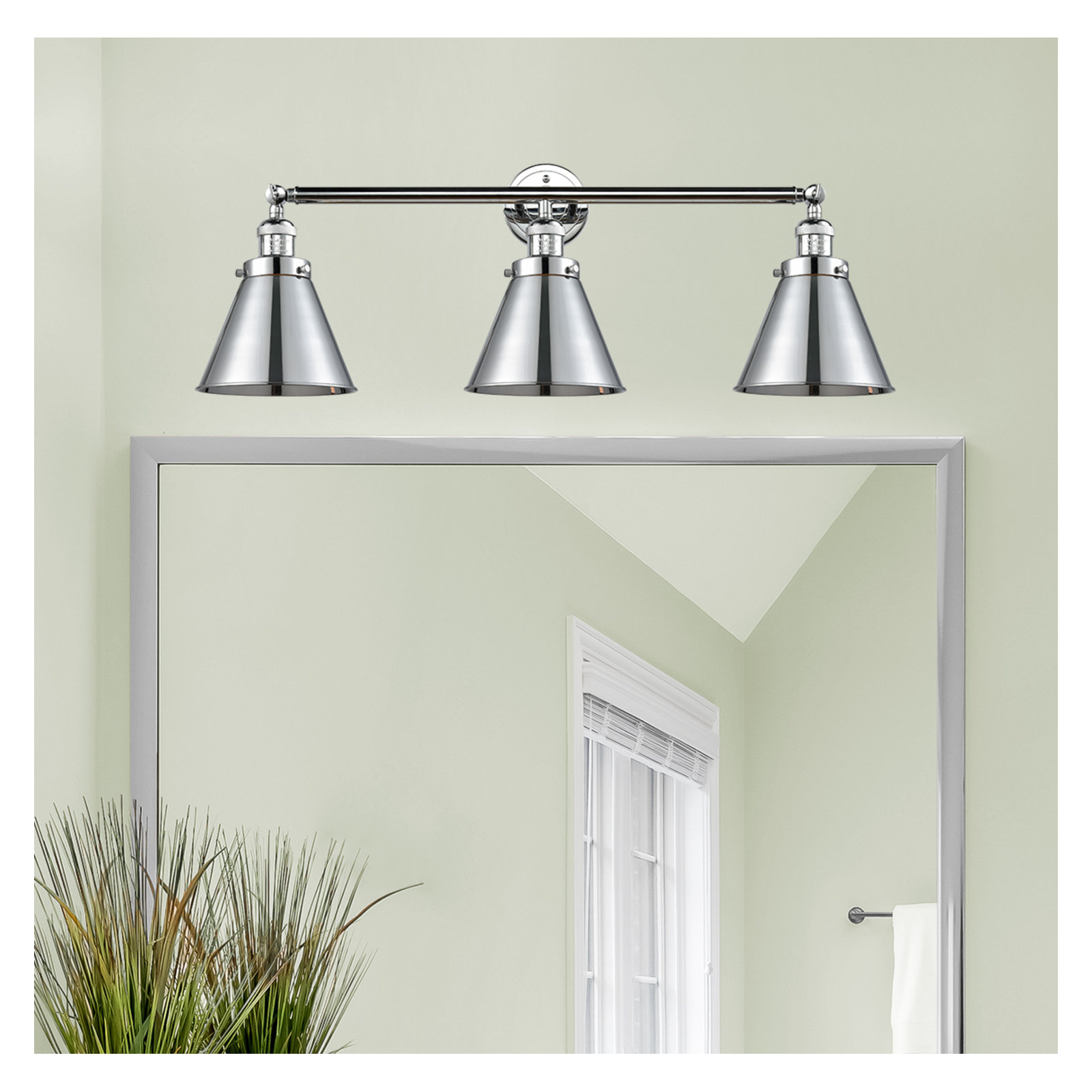Rouvin 3 Light Dimmable Vanity Light, Polished Chrome