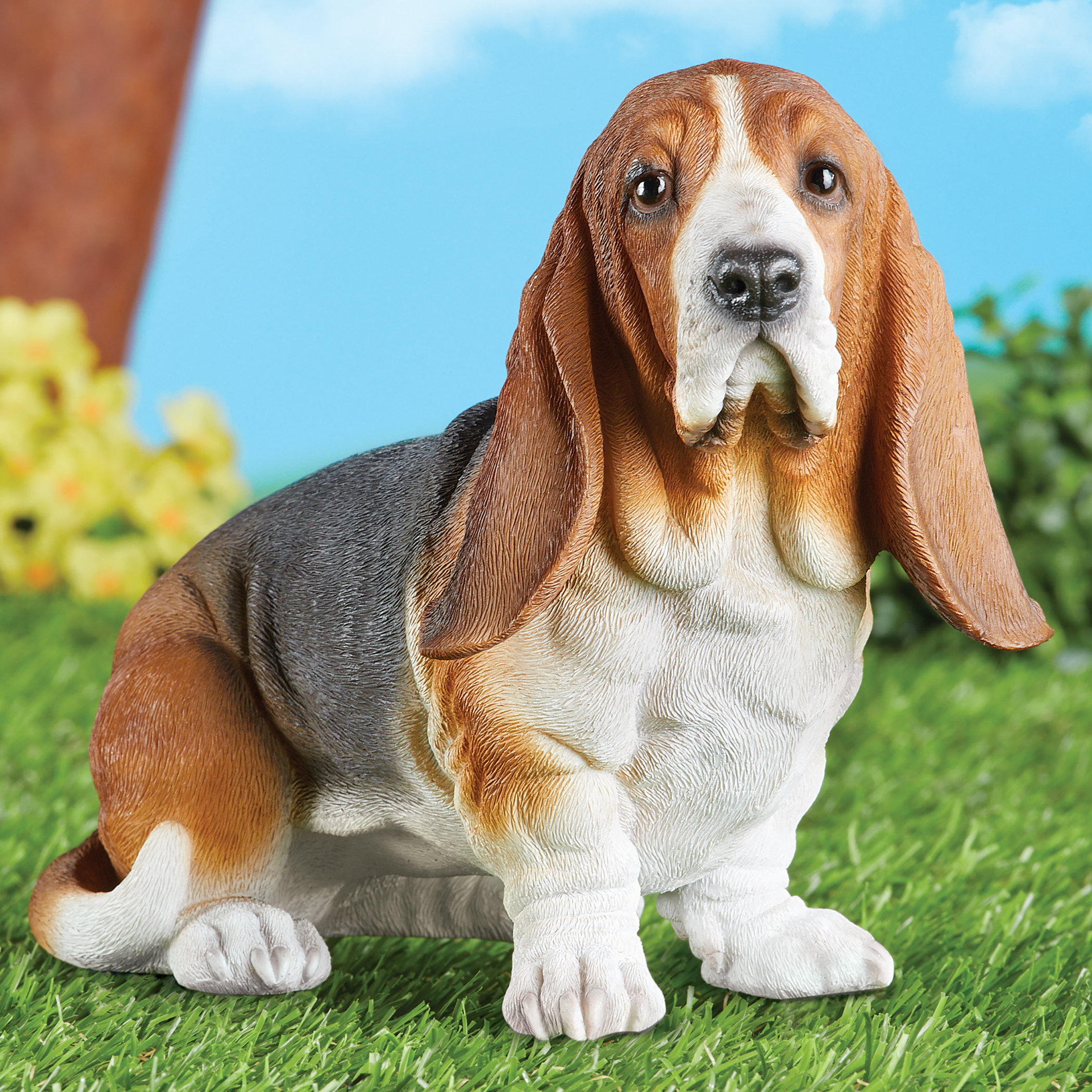 Lark Manor Hand-Painted Basset Hound Decorative Statue | Wayfair