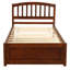 Lit plateforme simple en bois avec lit gigogne, structure de lit en bois robuste, noyer peu encombrant-588597062