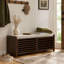 Banc à chaussures en volets vieillis avec rangement et coussin, charme rétro pour salon et entrée-1225460060