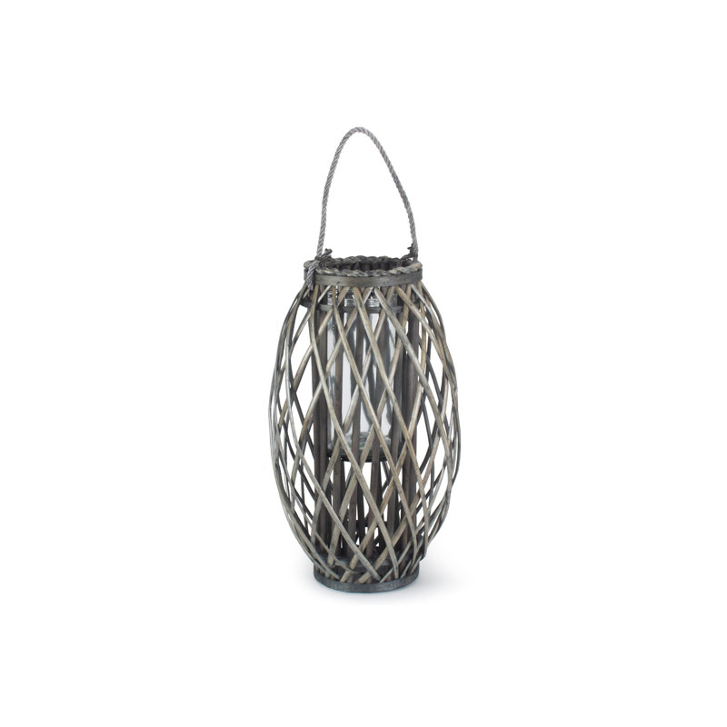 Wicker Candle Lantern, 52cm H x 33cm W x 33cm D