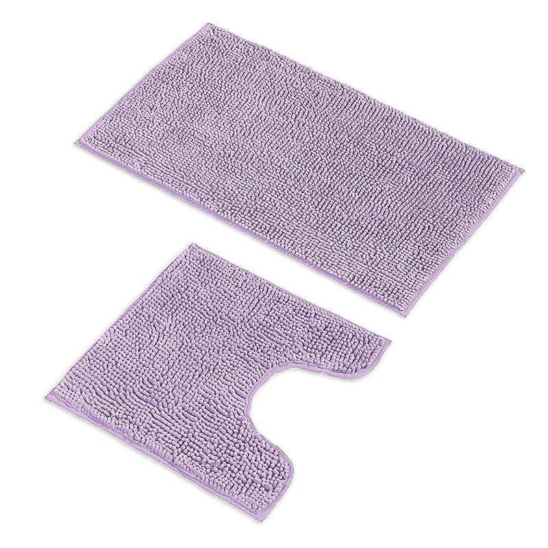 Ensemble de 2 tapis de salle de bain en chenille moelleux et moelleux, Lavande