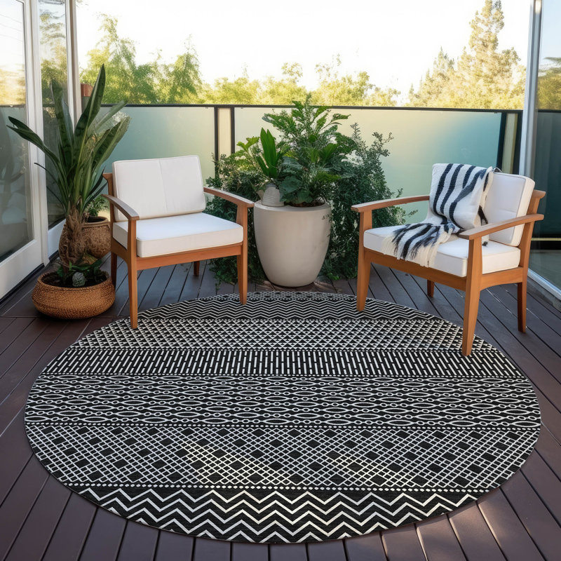 Tisdell Area Rug with Non-Slip Backing, Round 8'