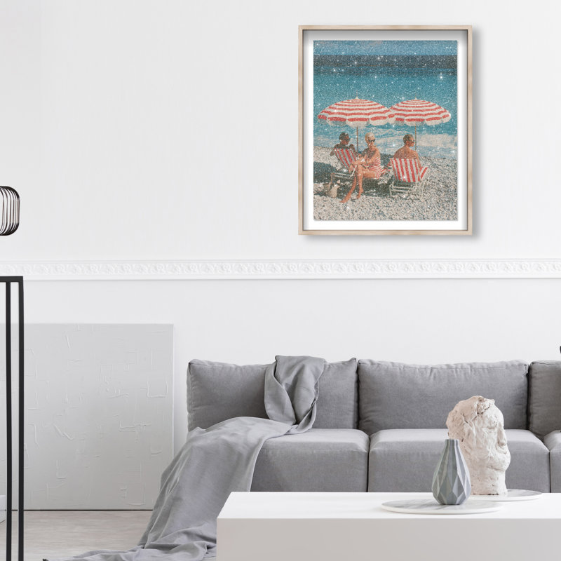 Retro Beach Bliss III Shadowbox Landscape & Nature Print by Oliver Gal, Black Frame, 16 x 20, 17.5"H x 21.5"W