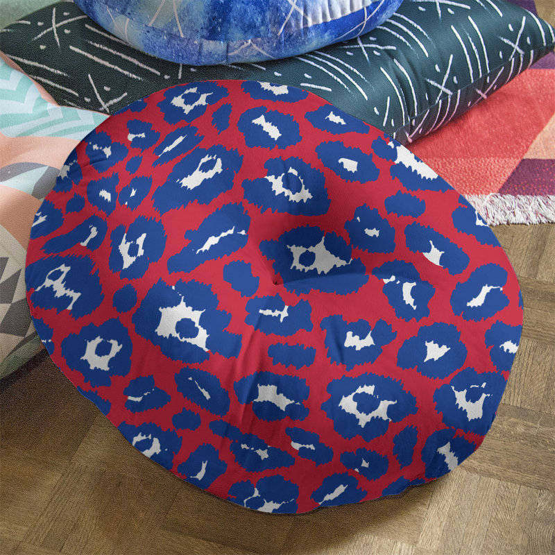 Housse et insert de coussin touffeté rond, H 30 po x l 30 po x P 4 po, Rouge