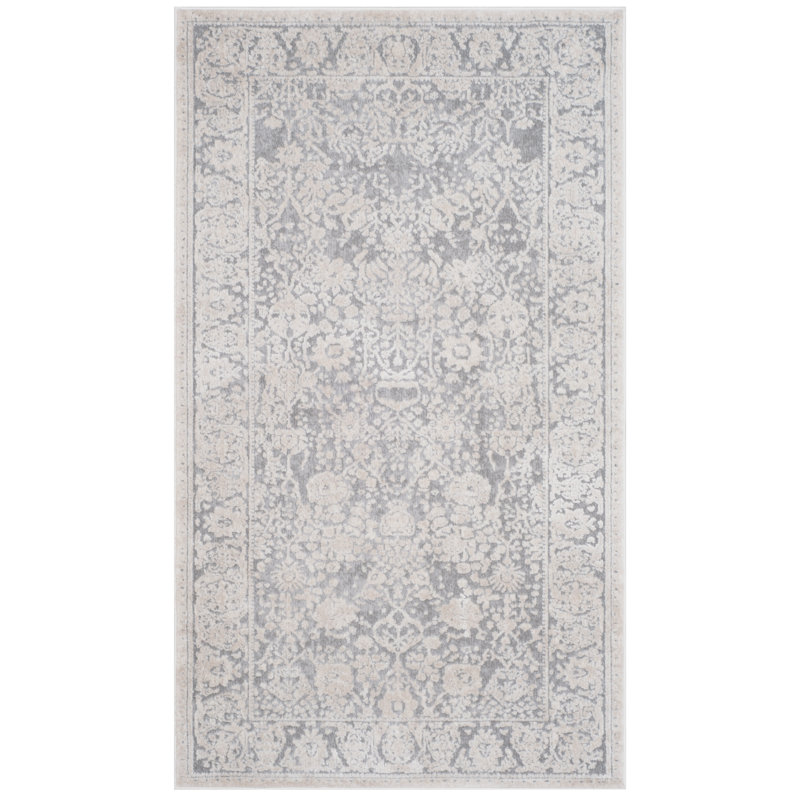 Calidia Power Loom Light Gray/Cream Rug, Rectangle 2'3" x 4'