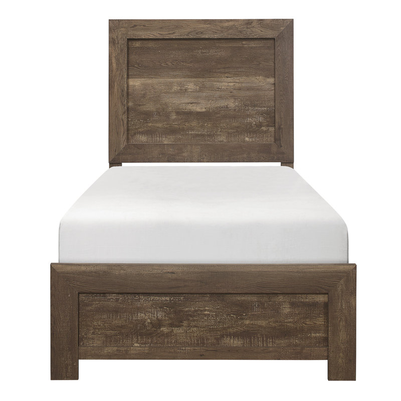 Lit Claudette à profil bas standard pour lit simple, Simple, Brun