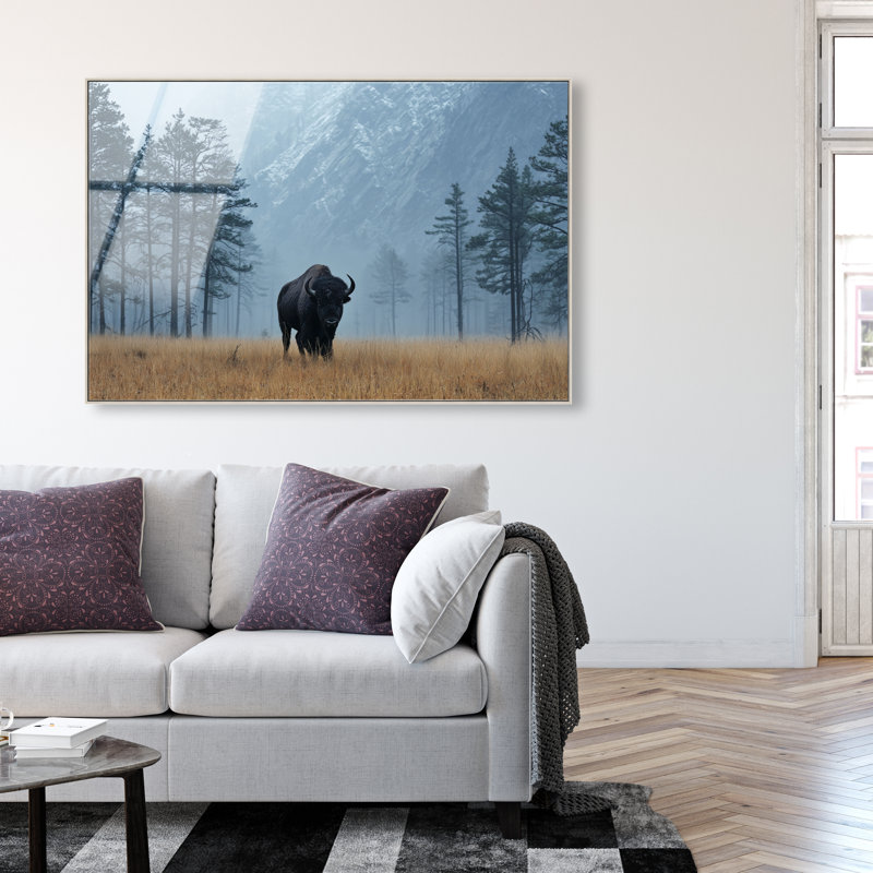 Mountain Bison II Print by Oliver Gal, 37" H x 55" W, Silver Floater Frame