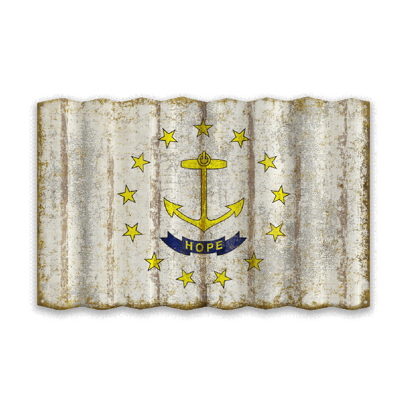 Décoration murale Retro State Pride: drapeau en aluminium vieilli, Rhode Island