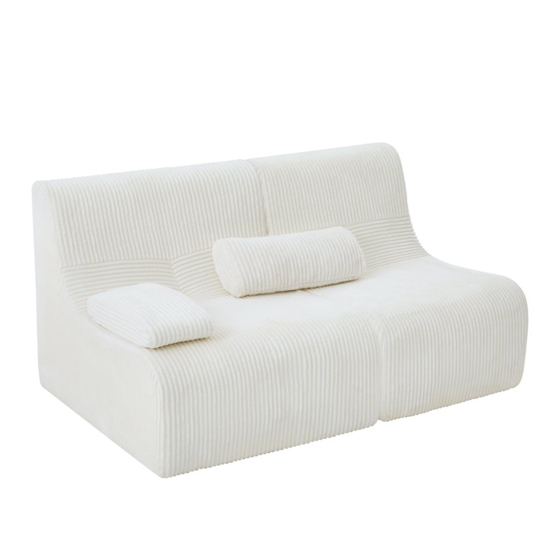 Canapé modulaire moderne 63,7 po, Velours côtelé beige