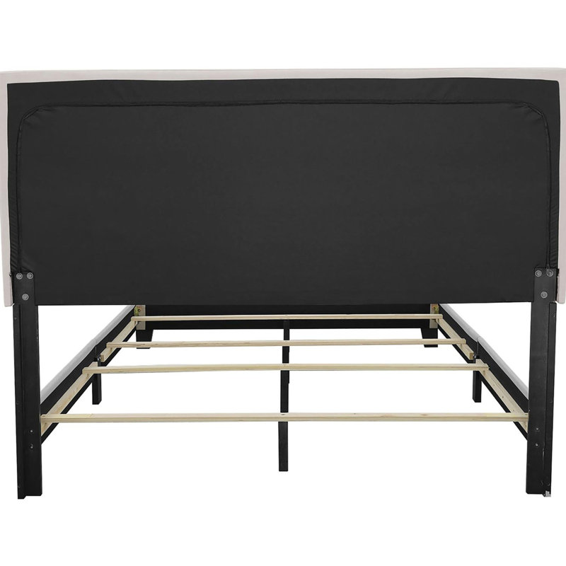 Lit double - Pieds en bois massif et garnitures cloutées pour utilisation avec garniture moderne, Lit double, Ivoire ivoire