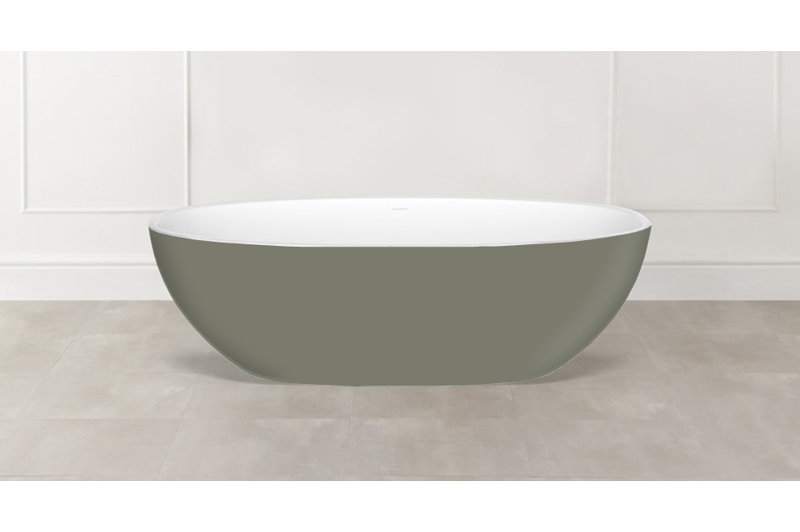 Barcelona 70.25" x 33.625" Freestanding Soaking Bathtub, Moss Gray - Matte