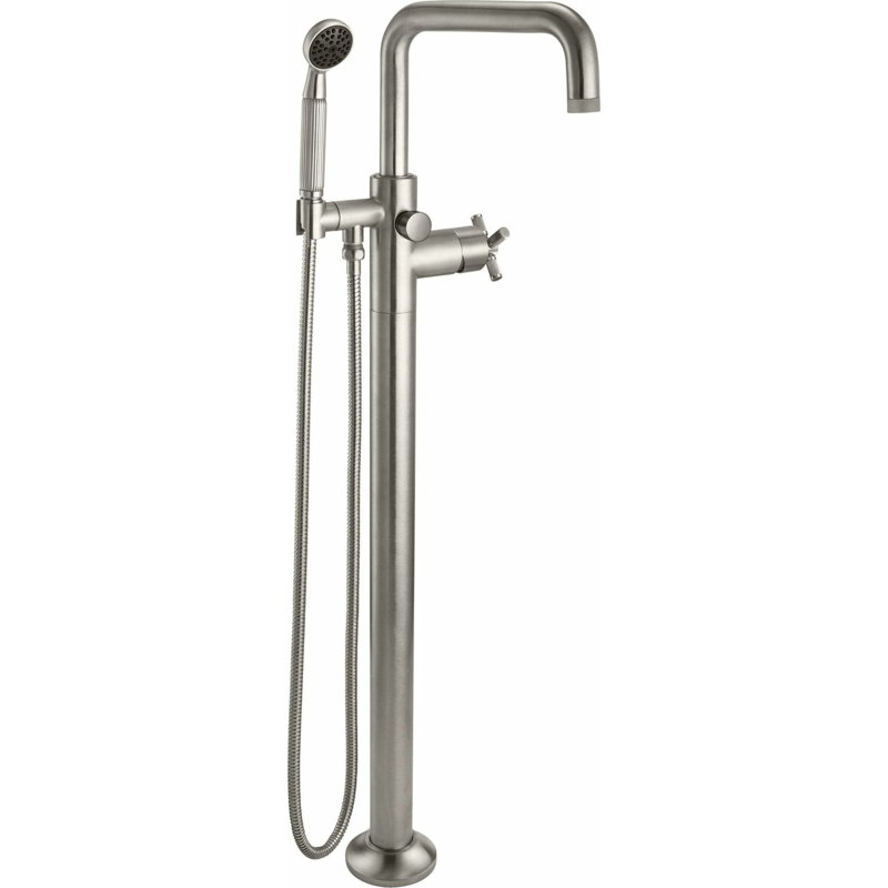 Descanso Tub Filler with Diverter, Satin Nickel, Cross Handle
