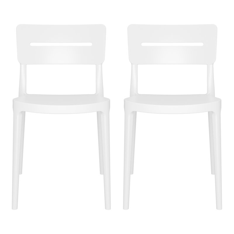 Delron All-Weather Outdoor Stacking Dining Side Chair , White