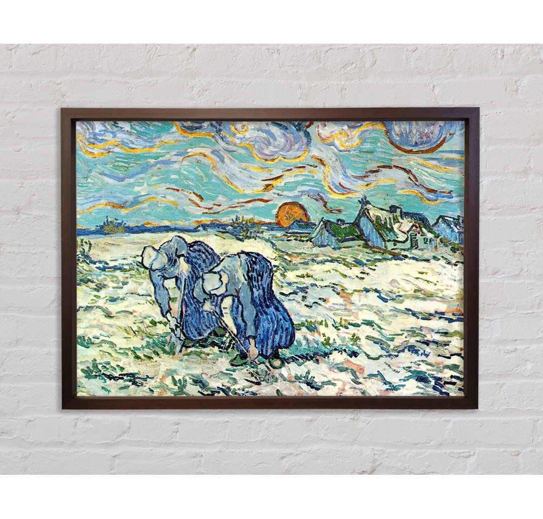 Two Digging A Grave In The Snow von Vincent Van Gogh - Einzelbildrahmen Kunstdrucke auf Leinwand